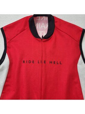 De Marchi Cycling Jersey Ride Like Hell Italy Sz L Back Pockets Sleevless